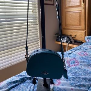 Cute mini camera coach purse beautiful aqua color